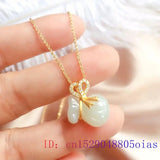 Vintage 925 Silver Natural Jade Bag Necklace Pendant