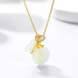 Vintage 925 Silver Natural Jade Bag Necklace Pendant