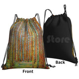 Gustav Klimt Landscape Painting Print Backpack Drawstring Bags Gym Bag