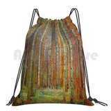 Gustav Klimt Landscape Painting Print Backpack Drawstring Bags Gym Bag