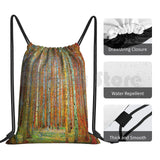 Gustav Klimt Landscape Painting Print Backpack Drawstring Bags Gym Bag