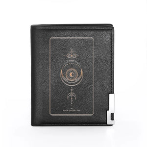 Tarot Astrology High Priestess Leather Wallet Men Women Billfold
