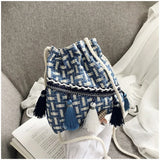 Tassel Cross Body Bucket Bag Small Shoulder Bag for Women