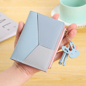 Tassel Ladies Short Wallet Zipper Clutch Bag Slim Small Wallet