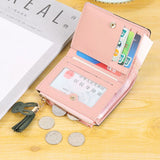 Tassel Ladies Short Wallet Zipper Clutch Bag Slim Small Wallet