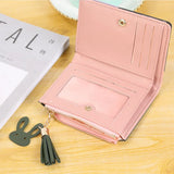 Tassel Ladies Short Wallet Zipper Clutch Bag Slim Small Wallet