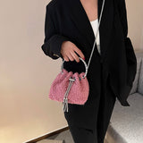 Denim Tassel Bucket Bag for Women
