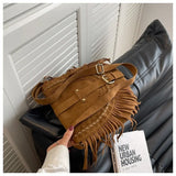 Punk Style Suede Crossbody Bag for Women Winter Travel Handbag