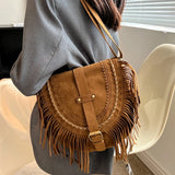 Punk Style Suede Crossbody Bag for Women Winter Travel Handbag