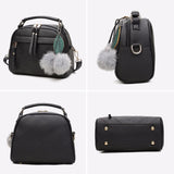 Tassel Messenger Shoulder Bag Women Girl PU Leather Handbag Lady Boston Hairball