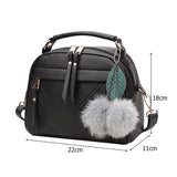 Tassel Messenger Shoulder Bag Women Girl PU Leather Handbag Lady Boston Hairball
