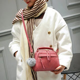 Tassel Messenger Shoulder Bag Women Girl PU Leather Handbag Lady Boston Hairball