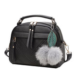Tassel Messenger Shoulder Bag Women Girl PU Leather Handbag Lady Boston Hairball