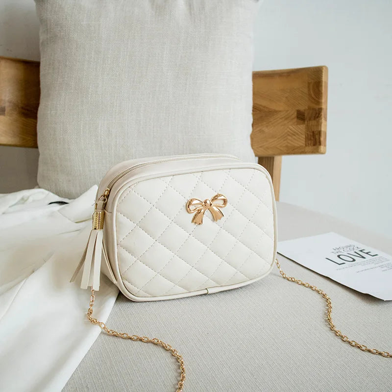 Lingge Embroidery Camera Shoulder Bag Chain Crossbody Bags