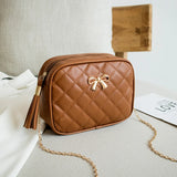 Lingge Embroidery Camera Shoulder Bag Chain Crossbody Bags