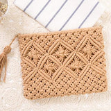 Tassel Straw Beach Bag Vintage Woven Shoulder Bag Raffia Circle Rattan Bags Bohe