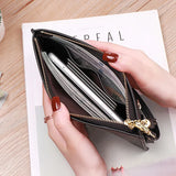 Women's Tassel Wallet High PU Leather Wrist Bag Zipper Purse Solid
