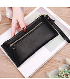 Women's Tassel Wallet High PU Leather Wrist Bag Zipper Purse Solid