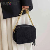 Tassel Crossbody Bag Chain Female Casual Zipper Striped Weekend Vacation