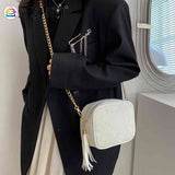 Tassel Crossbody Bag Chain Female Casual Zipper Portable for Weekend Vacation