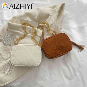 Tassel Crossbody Bag Chain Female Casual Zipper Portable for Weekend Vacation