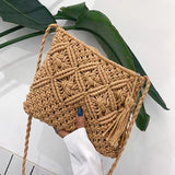 Tassel Hand Held Messenger Bag Cotton Rope Single Shoulder Woven Bag