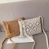 Tassel Hand Held Messenger Bag Cotton Rope Single Shoulder Woven Bag