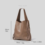 Tassels Bucket Bag Women PU Leather Shoulder Bag Ladies Totes Bolsa