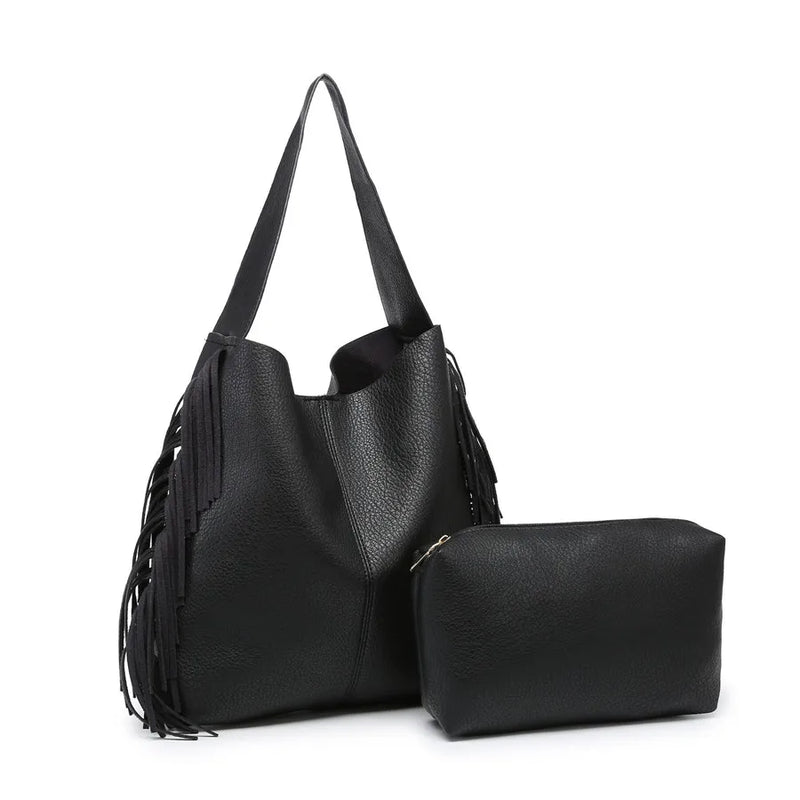 Tassels Bucket Bag Women PU Leather Shoulder Bag Ladies Totes Bolsa