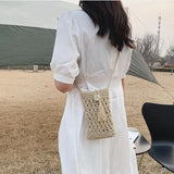 Women's Straw Rope Messenger Bag Tassels Small Crossbody Hand Woven Purse