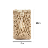 Tassels Straw Rope Messenger Bag for Women Hollow Out Crossbody Phone Purse