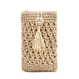 Tassels Straw Rope Messenger Bag for Women Hollow Out Crossbody Phone Purse