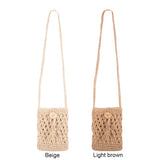Tassels Straw Rope Women Purse Woven Small Crossbody Mobile Phone Bag
