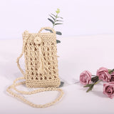 Tassels Straw Rope Women Purse Woven Small Crossbody Mobile Phone Bag
