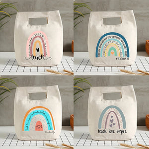 Love Rainbow Printed Cooler Lunch Bags Women Handbags Thermal Insulated Br