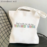 English Teacher Printed Bag Shopping Canvas Shopper Bag Tote Shoulder Lady Bag