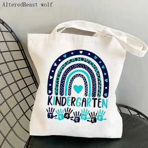 Leopard Boho Kindergarten Bag Harajuku Canvas Shopper Bag Girl Handbag