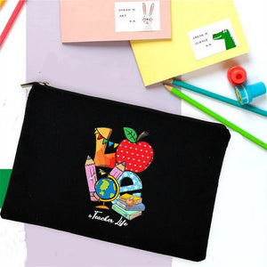Teaching Is a Work of Heart Print School Stationery Supplies Storage Bags