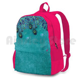 Teal Peacock Paisley Feather Aqua Outdoor Hiking Backpack