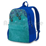 Teal Peacock Paisley Feather Aqua Outdoor Hiking Backpack