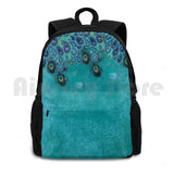 Teal Peacock Paisley Feather Aqua Outdoor Hiking Backpack