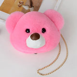 Teddy Bear Head Furry Bag Plush Chain Shoulder Diagonal Bag