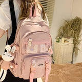 Pastel Teddy Bear Backpack Girl Candy Colors High School Bag