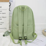 Green Daisy Embroidery Canvas Backpack for Girls