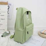 Green Daisy Embroidery Canvas Backpack for Girls