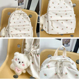 Teen Girls School Backpack Small Floral Print Nylon Travel Bookbag