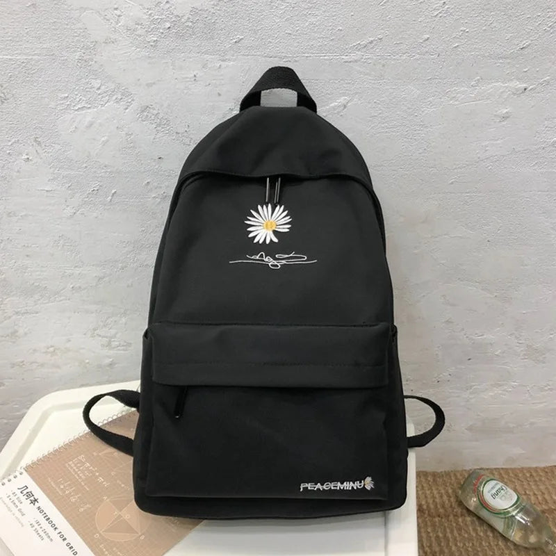 Teen Girl School Bag Flowers Backpack Nylon Bookbag