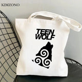 Teen Wolf Canvas Tote Bag Grocery Shopping Handbag Shopper Foldable