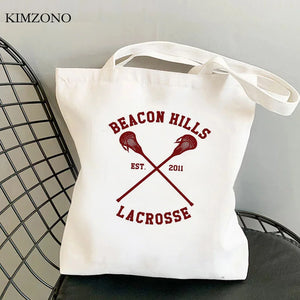 Teen Wolf Canvas Tote Bag Grocery Shopping Handbag Shopper Foldable