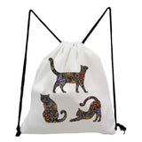 Floral Pet Dog Cat Print Foldable Drawstring Backpack
